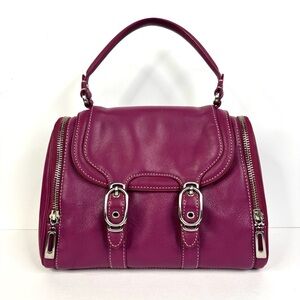 VTG Cole Haan Alexa H04 Leather Satchel Purple Plum Magenta‎ Zipper Handbag